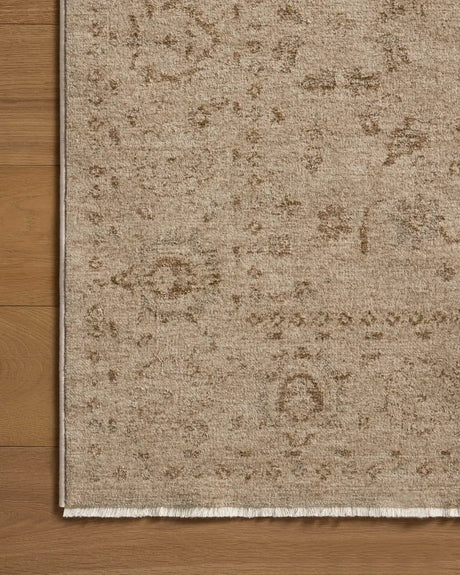 Loloi Haywood HYD-02 Sand / Natural Rug - corner on wood
