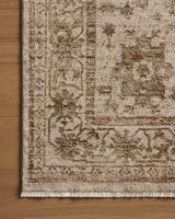 Loloi Haywood HYD-04 Ivory / Taupe Rug - corner on wood