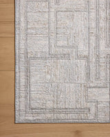 Loloi Hollis HOL-01 Grey / Ivory Rug - corner on wood
