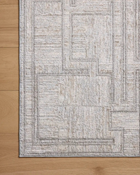 Loloi Hollis HOL-01 Grey / Ivory Rug - corner on wood
