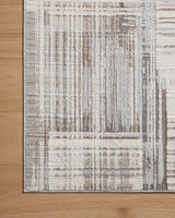 Loloi Hollis HOL-02 Pebble / Ivory Rug - corner on wood