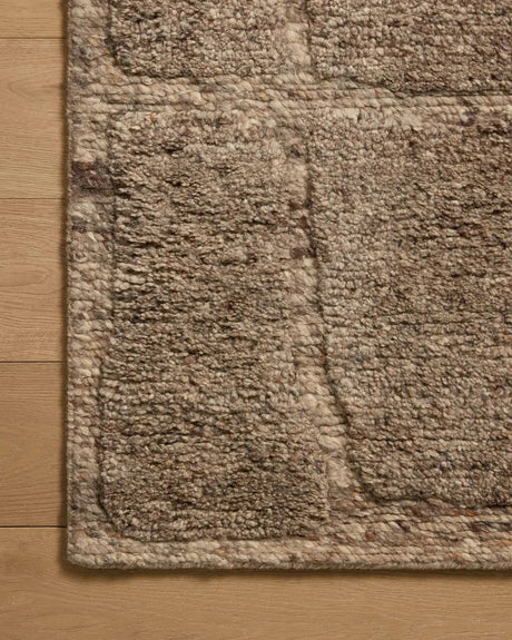 Loloi Hughes HUS-01 Taupe Rug - corner on wood