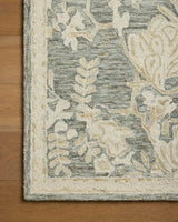 Loloi Lenore LNO-02 Lagoon / Wheat Rug - corner on wood
