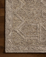 Loloi Mabel MBL-01 Traditional Hand Tufted Bark, Graphite Rug - corner on wood