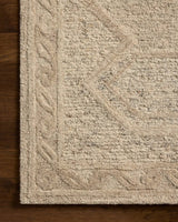 Loloi Mabel MBL-01 Traditional Hand Tufted Stone, Sand Rug - corner on wood