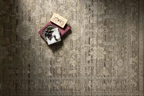 Loloi Milena MLE-01 Sage / Ivory Rug - styled aerial 1