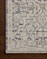 Loloi Milena MLE-02 Denim / Natural Rug - corner on wood