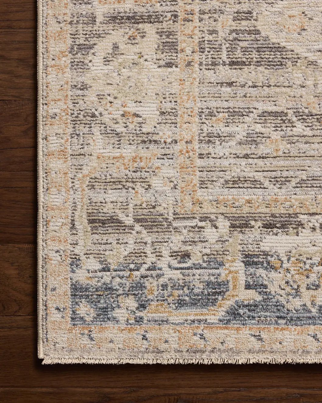 Loloi Milena MLE-04 Natural / Ivory Rug - corner on wood