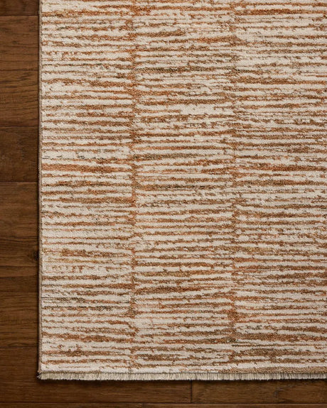 Loloi Nellie NEL-01 Terracotta / Ivory Rug - corner on wood