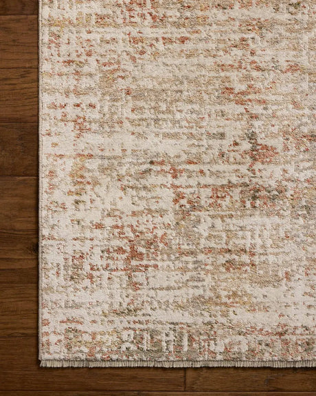 Loloi Nellie NEL-02 Natural / Sunset Rug - corner on wood