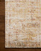 Loloi Nellie NEL-02 Sunset / Pebble Rug - corner on wood
