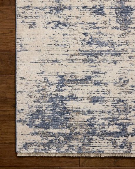 Loloi Nellie NEL-05 Dove / Blue Rug - corner on wood