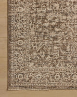 Loloi Newman NEW-02 Dark Taupe / Natural Rug - corner on wood