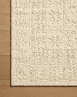 Loloi Novi NVI-01 Ivory / Dove Rug - corner on wood