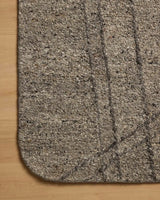 Loloi Otis OTT-02 Stone / Pebble Rug - corner on wood