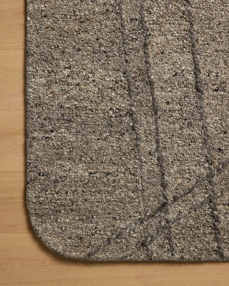Loloi Otis OTT-02 Stone / Pebble Rug - corner on wood
