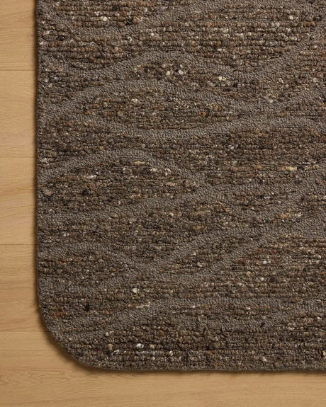 Loloi Otis OTT-04 Bark / Brown Rug - corner on wood