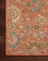 Loloi Padma Pma-05 Terracotta/Multi Rug - corner on wood