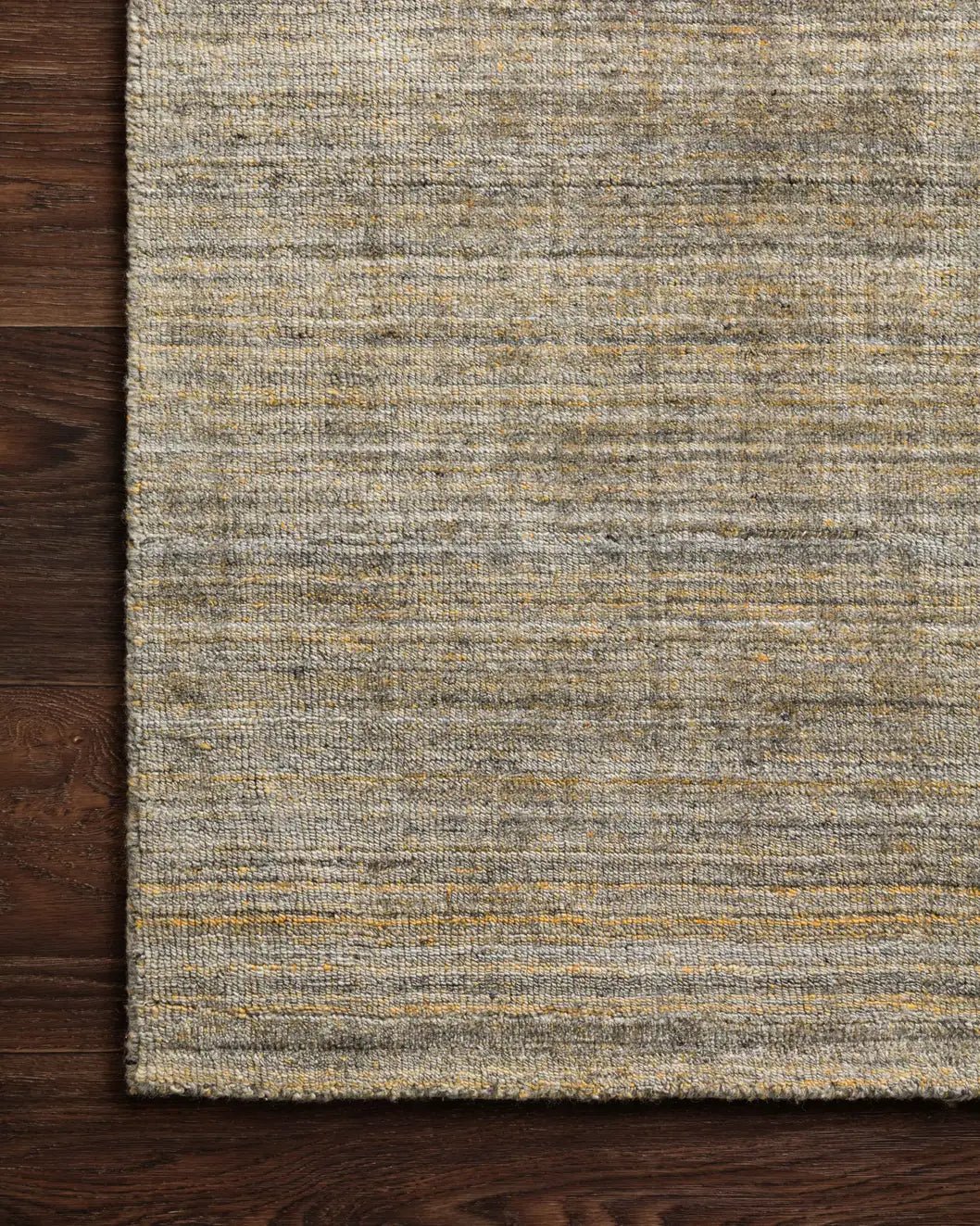 Loloi Pasadena Pas-01 Gold Rug - corner on wood