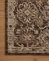 Loloi Percival PCV-02 Bark / Pebble Rug - corner on wood