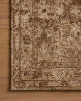 Loloi Percival PCV-03 Mocha / Sand Rug - corner on wood