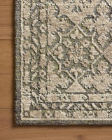 Loloi Percival PCV-07 Sage / Stone Rug - corner on wood
