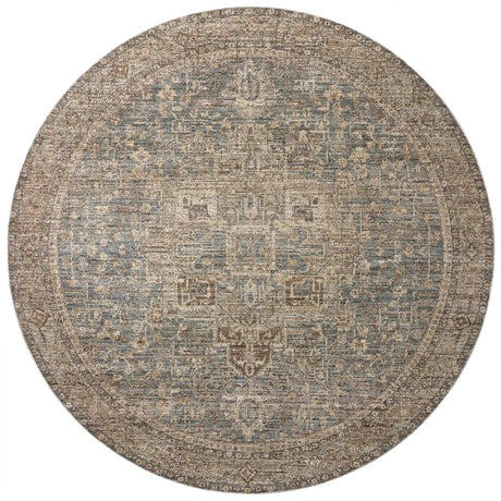 Loloi Priscilla PRL-04 Blue / Bark Rug - round flat
