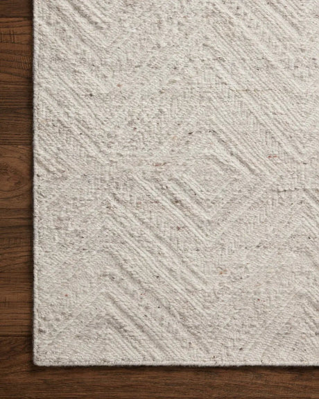Loloi Raven Rav-04 Ivory/Pebble Rug - corner on wood