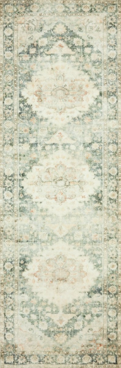 Loloi Rosette Ros-08 Teal/Ivory Rugs.