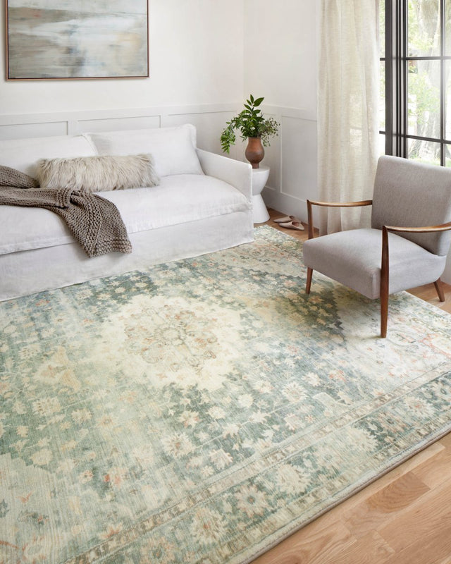 Loloi Rosette Ros-08 Teal/Ivory Rugs.