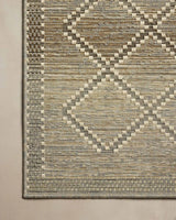 Loloi Saylor SAY-04 Stone / Ivory Rug - corner on wood