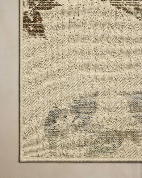 Loloi Saylor SAY-06 Ivory / Bark Rug - corner on wood
