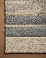 Loloi Silas Sla-07 Slate/Sand Rug - corner on wood