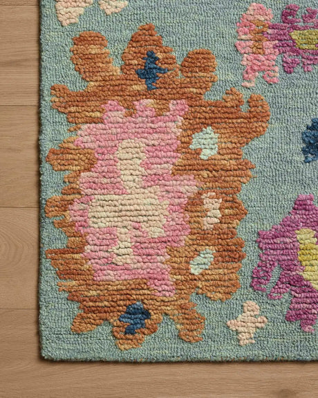 Loloi Tilly TIL-01 Spa / Multi Rug - corner on wood