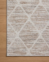 Loloi Townes TOW-01 Pebble / Beige Rug - corner on wood