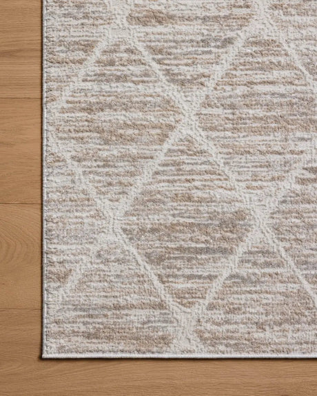 Loloi Townes TOW-01 Pebble / Beige Rug - corner on wood