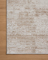 Loloi Townes TOW-03 Sand / Beige Rug - corner on wood