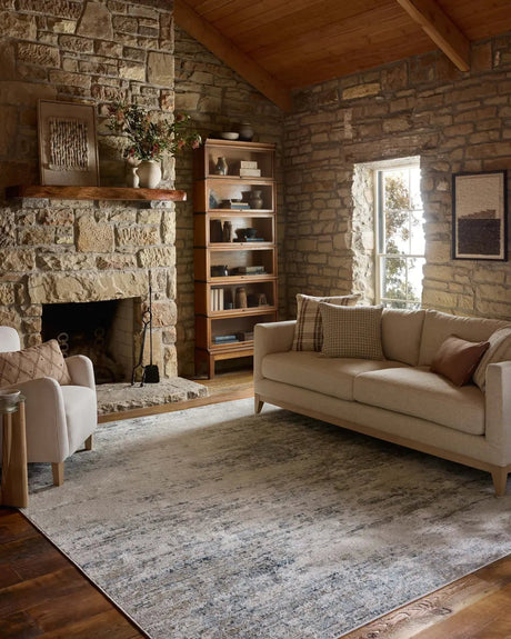 Loloi Townes TOW-04 Ivory / Sky Rug - room scene 3