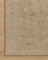Loloi Willa WIA-08 Wheat / Natural Power Loomed Rug - corner on wood
