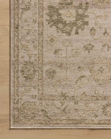 Loloi Willa WIA-09 Dove / Forest Power Loomed Rug - corner on wood