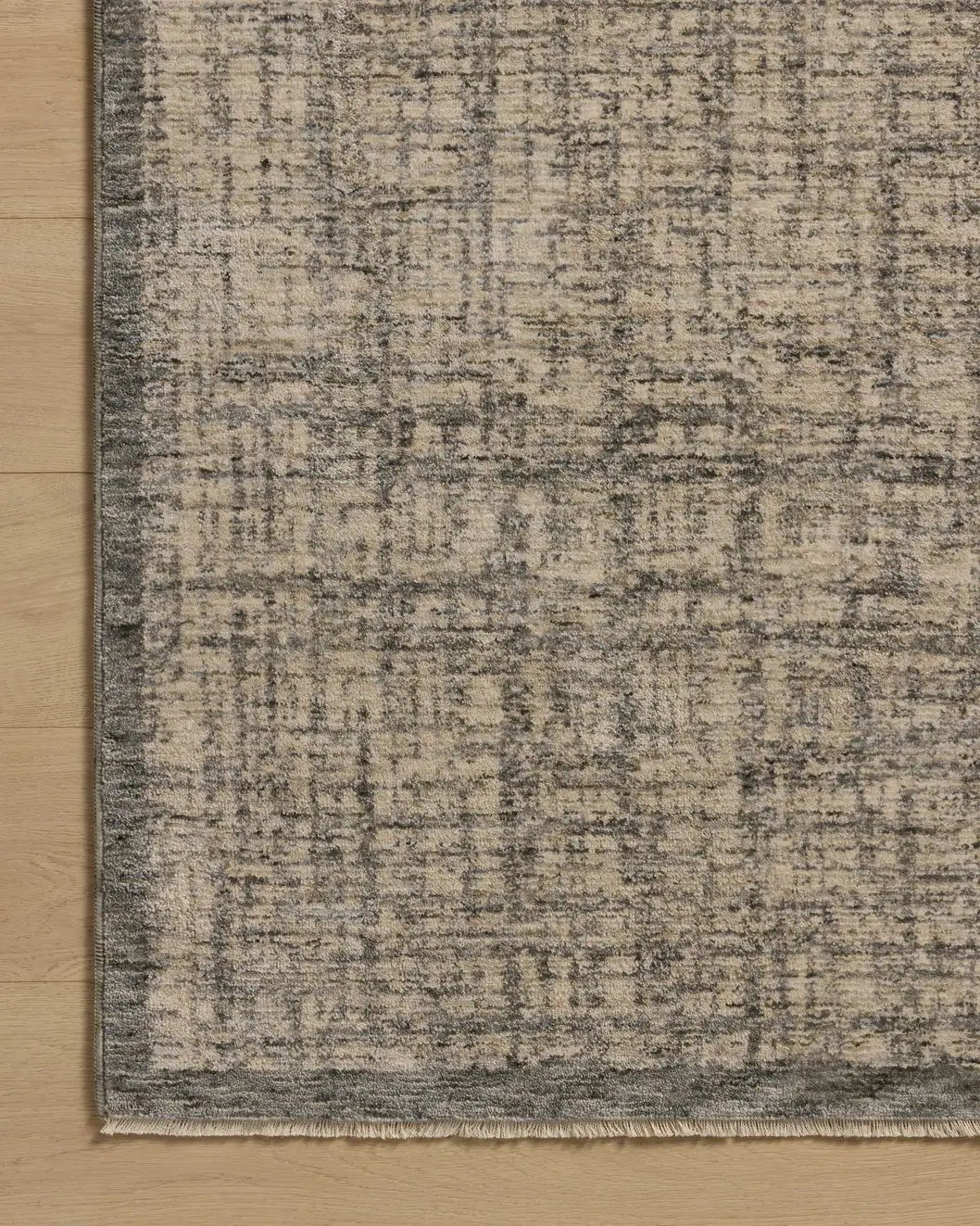 Loloi Winston WIT-01 Denim / Bone Rug - corner on wood