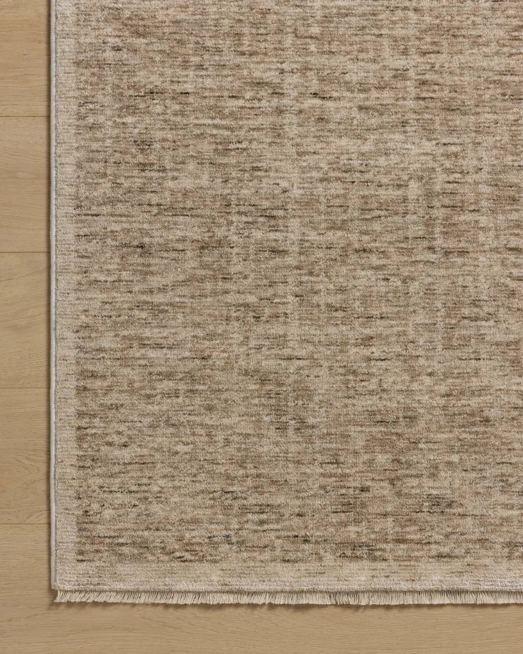 Loloi Winston WIT-01 Taupe / Bone Rug - corner on wood