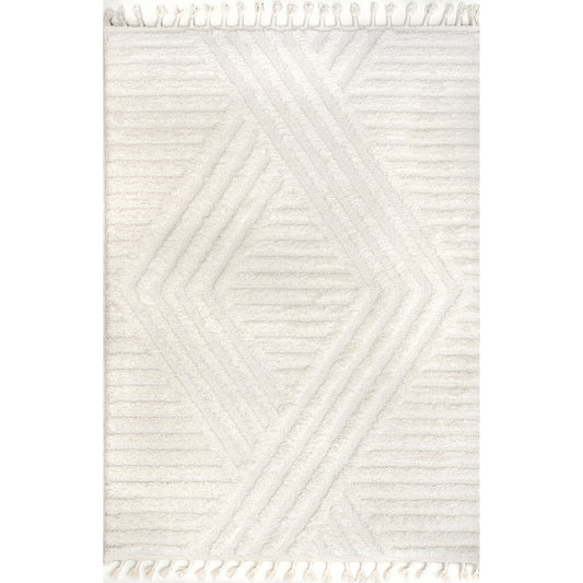 Nuloom Risette Geometric Shag Ozdn19A Beige Area Rug