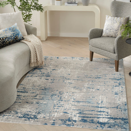 Nourison Quarry Qua01 Ivory Grey Blue Area Rug