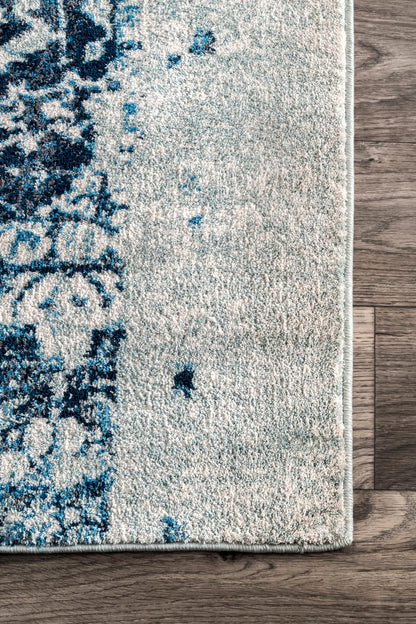 Nuloom Distressed Ernestina Flourish Glar03A Blue Area Rug