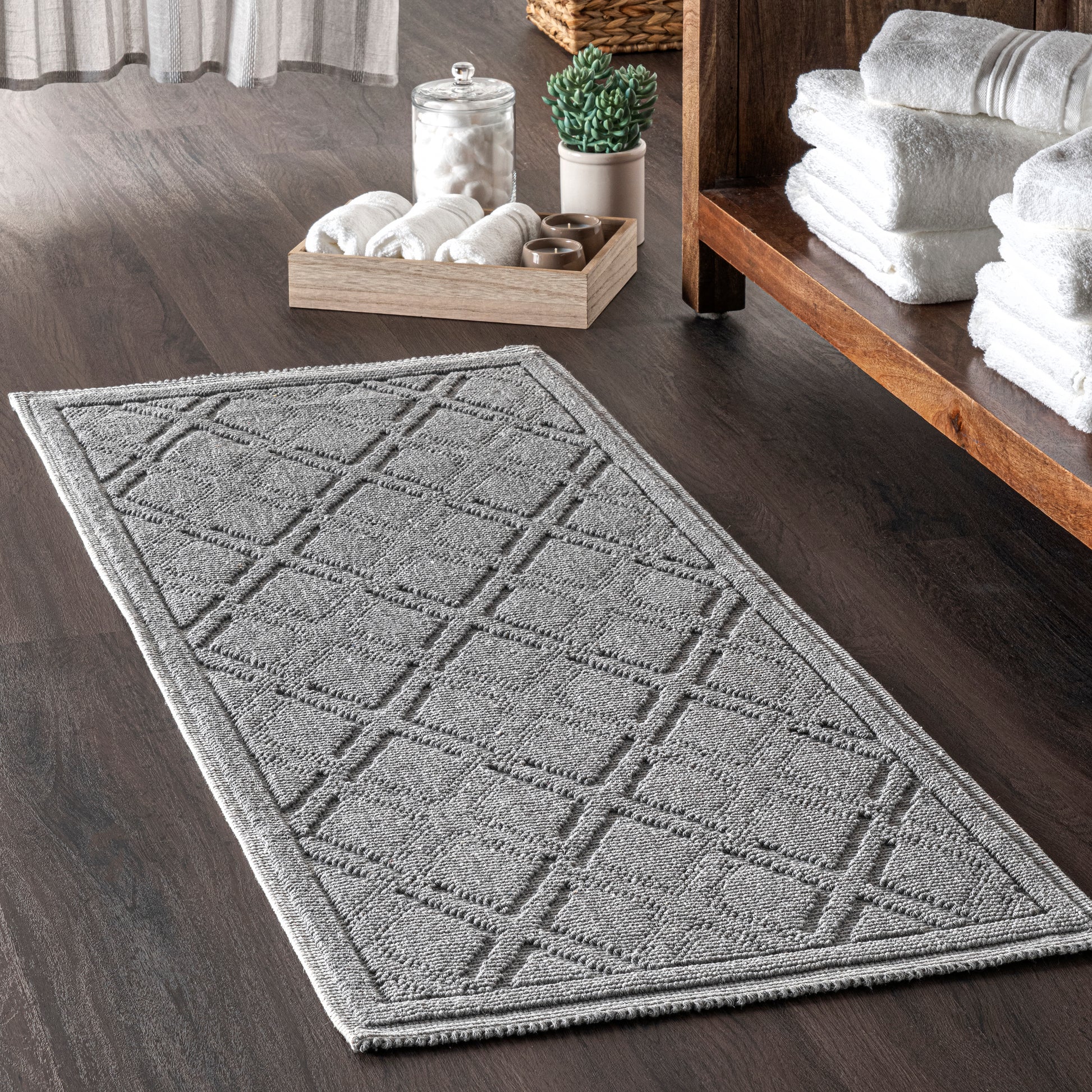 Nuloom Sheridan Textured Diamond Psko01A Gray Area Rug