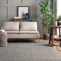 Nuloom Flatweave Natural Fiber Hctr01D Dark Gray Area Rug