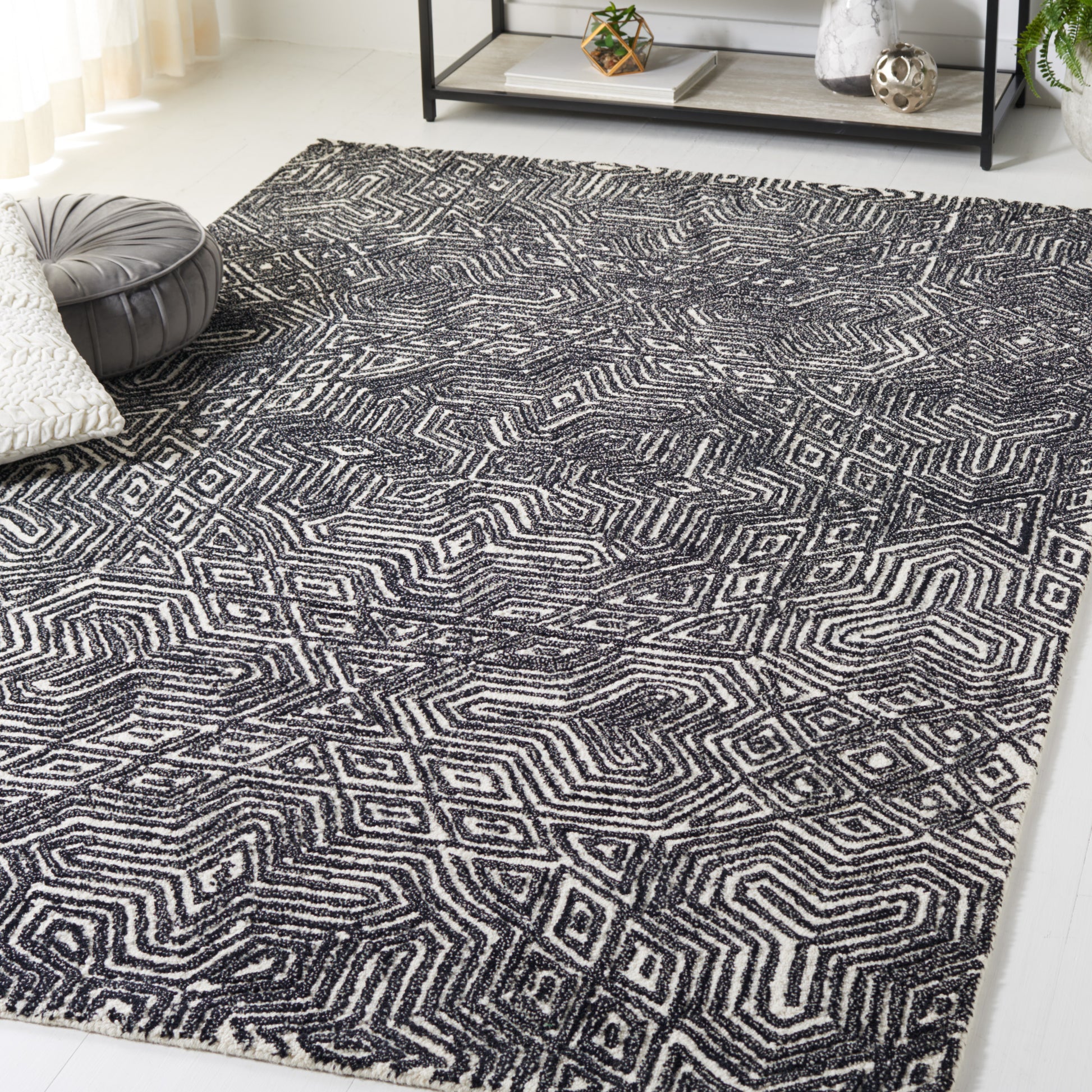 Safavieh Micro-Loop Mlp956Z Ivory/Black Area Rug