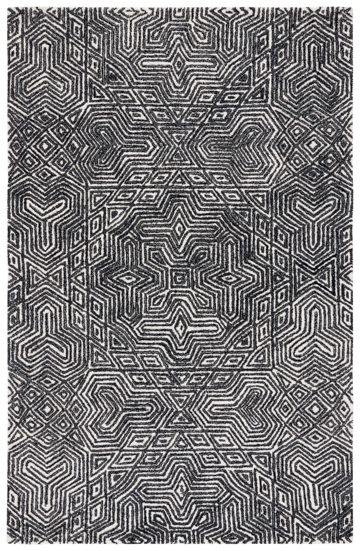 Safavieh Micro-Loop Mlp956Z Ivory/Black Rug.