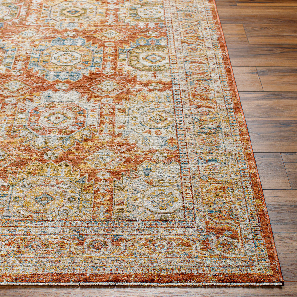 Surya Mona Lisa Mni-2305 Light Sage, Rust, Mustard, Tan, Sage, Dark Blue Rug.